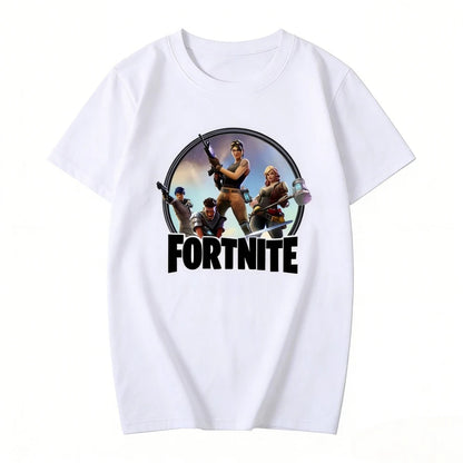 Fortnites Theme Cartoon Printed T-Shirt Summer Child White Cotton T-Shirt Cartoon Hot Game Fortnite Short Sleeve