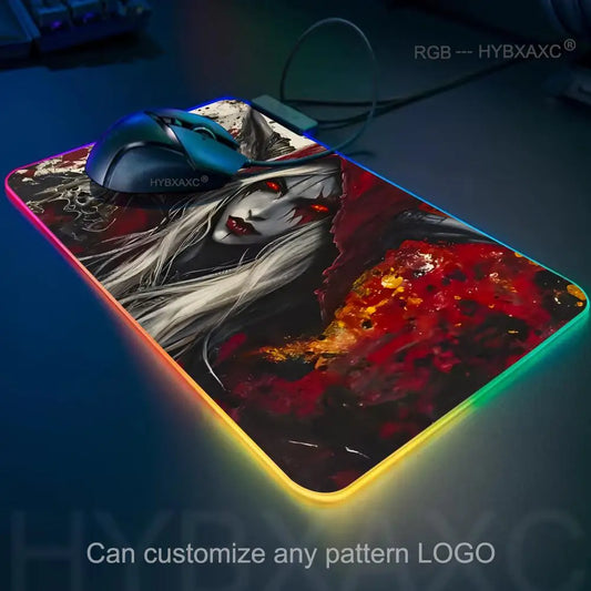 World of Warcraft Sylvanas Mouse Pad RGB Gaming Mouse Pad Desk Mat HD Gamer Large LED Light XXL MousePads PC Computer Carpet