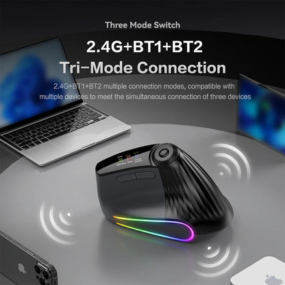 Wireless Ergonomic Mouse with Smart Flying Scroll, Bluetooth & 2.4G Rechargeable RGB Backlit Ergonomic Mouse, Adjustable DPI Gaming Mouse for PC, Laptop & Mac