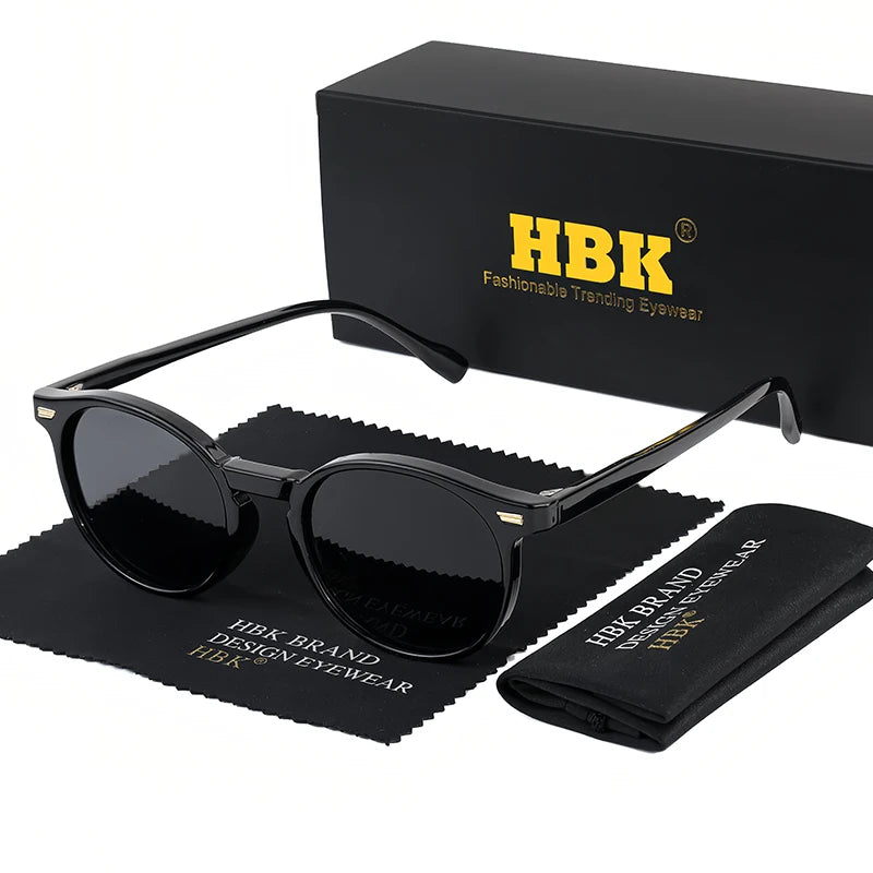 HBK Fashion Polarized Sunglasses Men Round TR90 Frame Fashion Sun Glasses Women Driving Sports UV400 Lunette De Soleil Homme