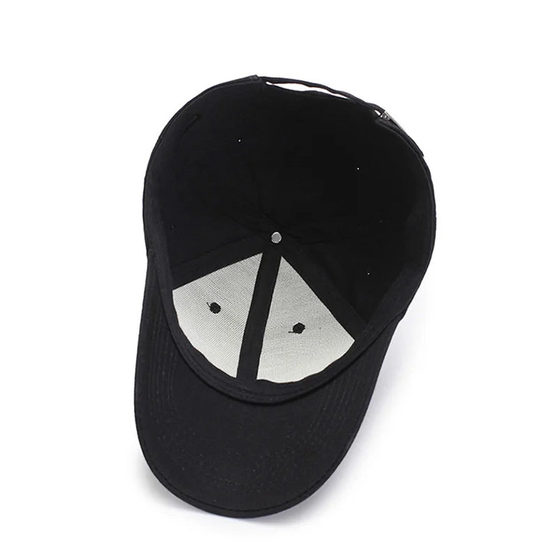 Juoda vienspalvė beisbolo kepuraitė su snapback užsegimu, laisvalaikio hiphopo Dad Hat kepurė vyrams ir moterims, unisex