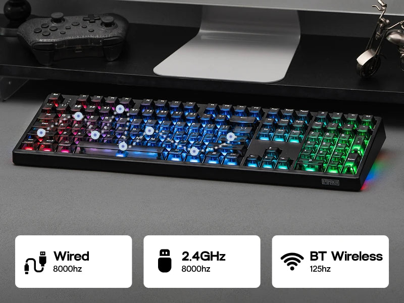 EPOMAKER HE108 100% ANSI US QWERTY Layout Wired/BT/2.4Ghz Wireless Hall Effect Mechanical Keyboard with SOCD/DKS & Rapid Trigger