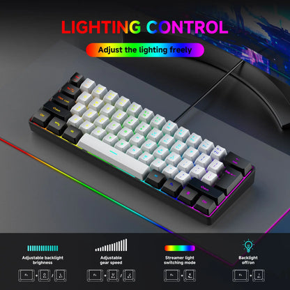 USB Wired RGB Gaming Keyboard 61 Keys White Black Compact Mini Office Keyboard and Mouse for PC Desktop Computer Gamer Keypad