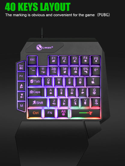 Mechanical one-handed light game wired keyboard, radium engraving characters, engineering hand support