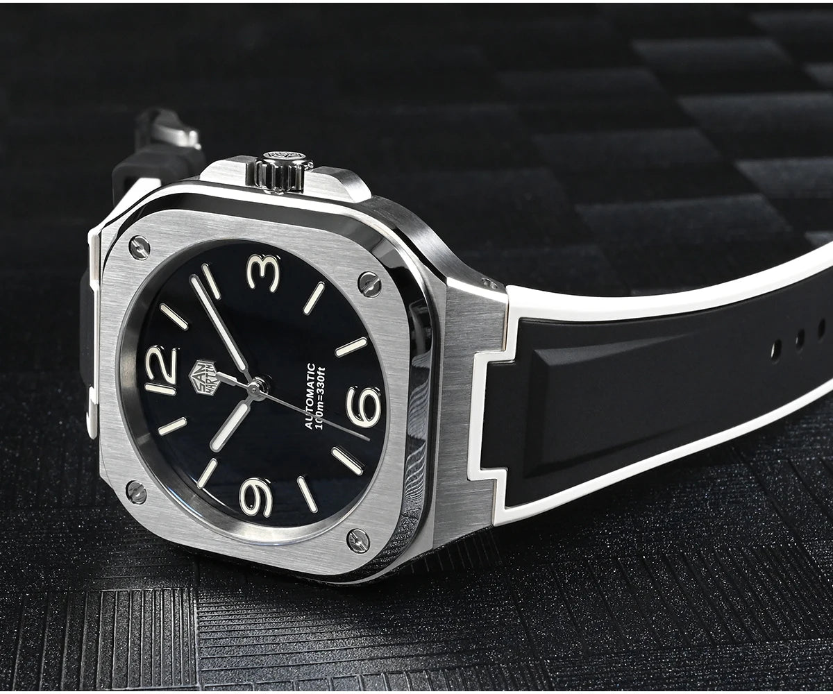 San Martin 40mm Classic Luxury Sport Watch Distinctive Square Case Stainless Steel Men Watch Automatic Mechanical 10 Bar SN0074