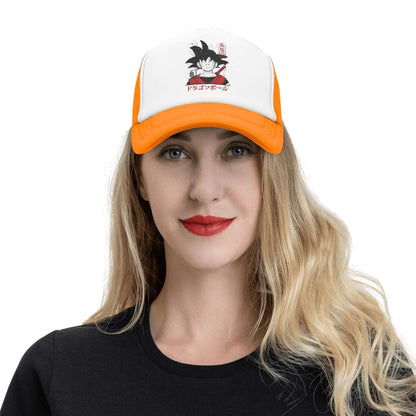 Japońska czapka z daszkiem Goku z serii Dragon Ball Z z siateczką – unisex, modne czapki przeciwsłoneczne, czapki typu snapback, czapki wędkarskie, zimowe czapki typu trucker