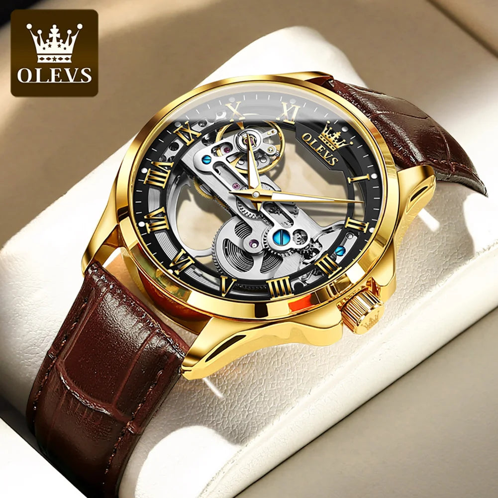 OLEVS 6661 Automatic Watch For Men Skeleton Original Mechanical Movement Men's Wristwatch Waterproof Luminous Sport Men's Watches