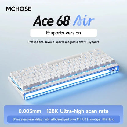 Mchose Ace68 Air Gaming Keyboard Hall Effect 0.001mm Rapid Trigger 8K+256K Polling Rate Dynamic RGB Light Box Magnetic