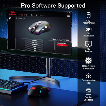 Redragon M693 Wireless Gaming Mouse 12800 DPI, 7 Programmable Buttons, 3-Mode Bluetooth & 2.4G Gaming Mouse