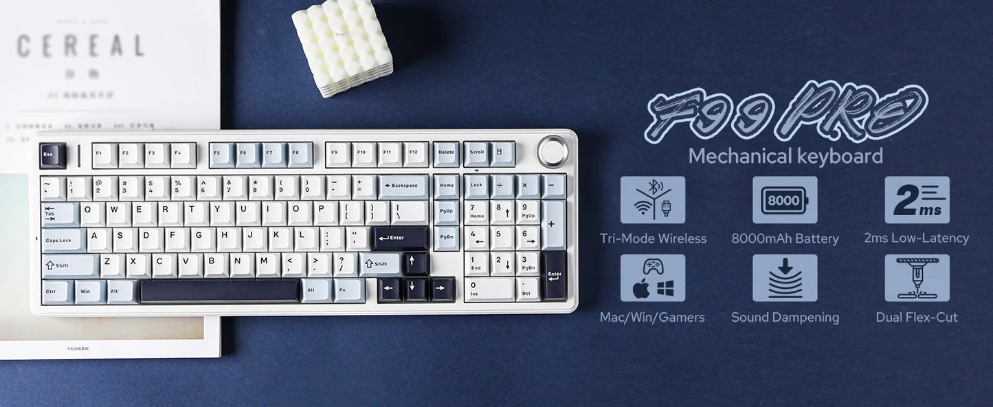 AULA F99 PRO 96% Layout Hot-Swappable Gasket-Mounted Wired/Bluetooth/2.4GHz Wireless Mechanical Keyboard for Mac/Win