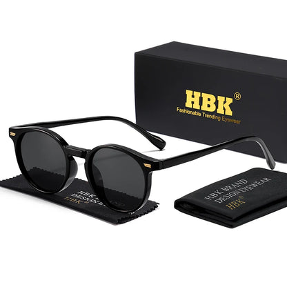 HBK Fashion Polarized Sunglasses Men Round TR90 Frame Fashion Sun Glasses Women Driving Sports UV400 Lunette De Soleil Homme