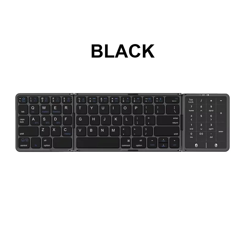 New Three-Fold Folding Bluetooth Keyboard With Touchpad Portable Foldable Keyboard For PC Mac Smartphone IPad