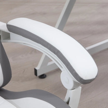 Gaming chair ergonomic gaming chair with 135° reclining backrest and lumbar support, 65x65x121-129 cm white