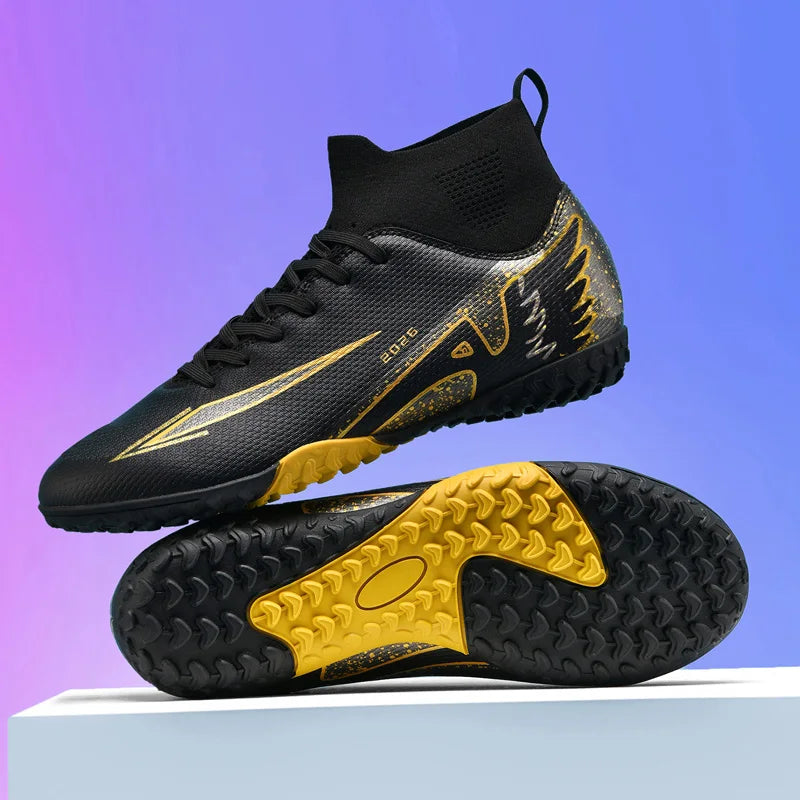 Nouvelles chaussures de football pour hommes, antidérapantes, de haute qualité, ultralégères, pour l'extérieur et l'intérieur, chaussures de sport à haute cheville, futsal antidérapantes