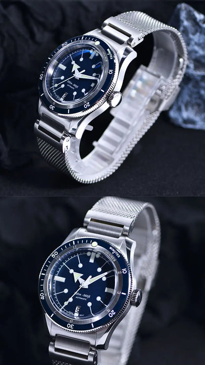 SEA KNIGHT Men 200M Waterproof Diving Watch Sapphire Crystal 316L Steel Mesh Belt C3 Luminous NH35A Automatic Mechanical Watch