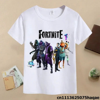 Sommer-Fortnite-Kinder-T-Shirt mit Cartoon-Spielfigur-Print, lässiges Sport-T-Shirt für Jungen, kurzärmelig, Kinderbekleidung