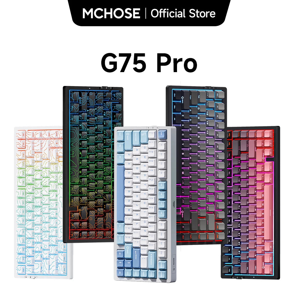 MCHOSE G75 Pro Wireless Mechanical Keyboard 75% Layout Gasket Mounted 5 Layers Dampening RGB Backlit Tri-Mode Hot Swappable
