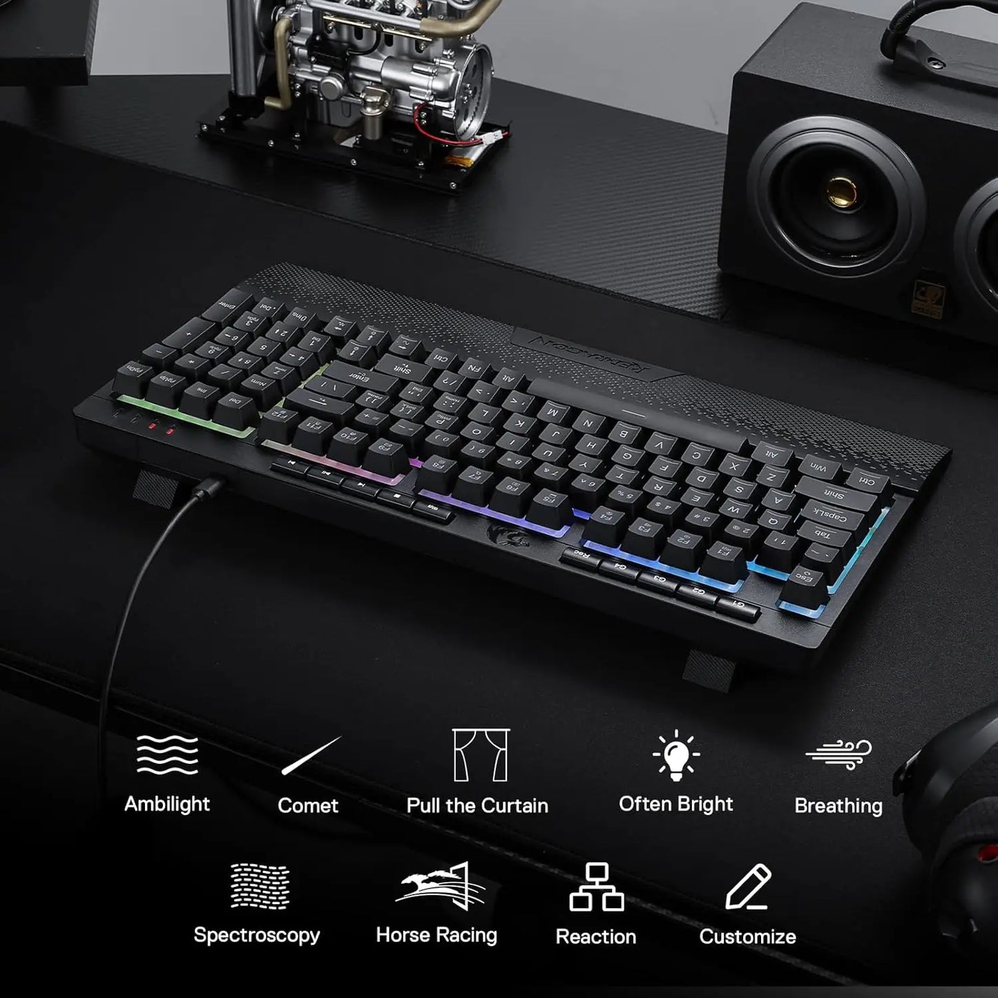 Redragon K515 Shiva RGB Gaming Keyboard 98 Keys Wired Gaming Keyboard with RGB Backlit, Detachable Wrist Rest, Quiet Membrane Keys & Programmable Macros