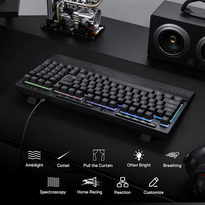 Redragon K515 Shiva RGB Gaming Keyboard 98 Keys Wired Gaming Keyboard with RGB Backlit, Detachable Wrist Rest, Quiet Membrane Keys & Programmable Macros