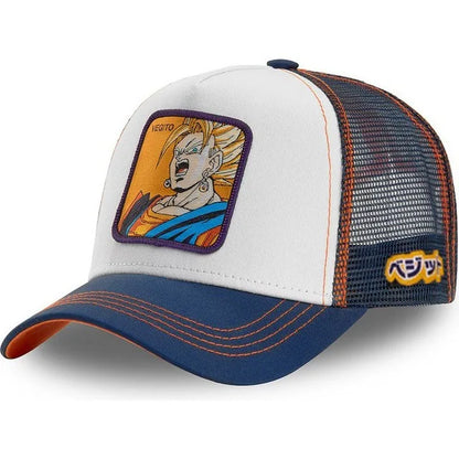 Casquette Dragon Ball Son Goku pour l'été : casquette de voyage à visière, pour homme, brodée, style hip-hop, visière pare-soleil, casquette trucker ajustable en maille