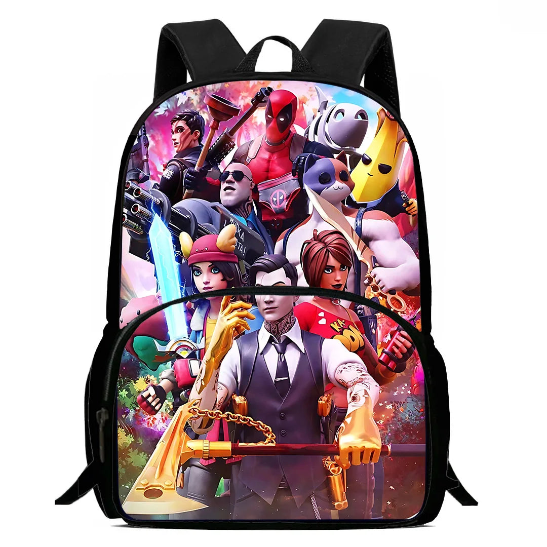 Hot-Game-Kinderrucksäcke mit Lunchbag und Federmäppchen, große Schultaschen für Schüler, Design F – FortniteS, für Jungen und Mädchen, ideales Geschenk