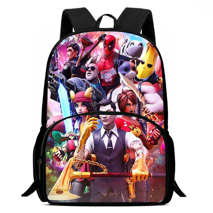 Hot-Game-Kinderrucksäcke mit Lunchbag und Federmäppchen, große Schultaschen für Schüler, Design F – FortniteS, für Jungen und Mädchen, ideales Geschenk