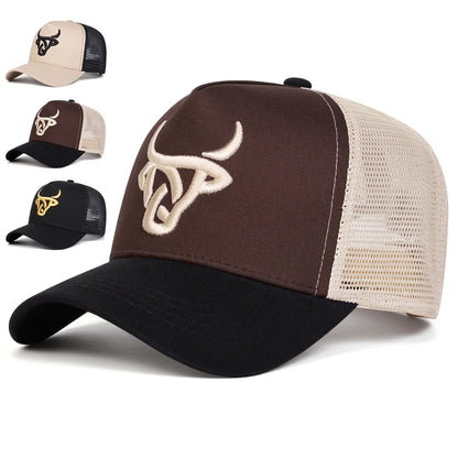 Casquettes de baseball unisexes à broderie « tête de bœuf », ajustables, décontractées, pour le printemps et l’été, avec protection solaire