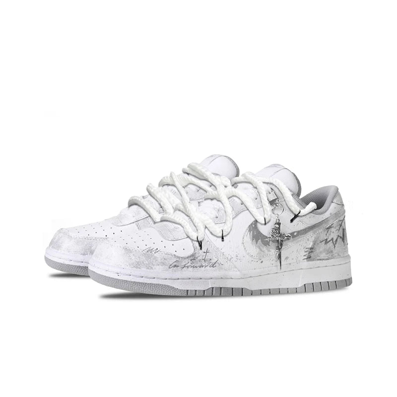 Personalizované tenisky Nike Big Cold Fog Rose Retro High Street & Chinese Ink Wash – protiskluzové nízké skateové boty pro muže