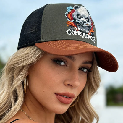 Styl unisex – fajna czapka z daszkiem z haftem pandy, eleganckie czapki typu trucker dla mężczyzn i kobiet, oddychająca czapka letnia do noszenia na co dzień i na świeżym powietrzu