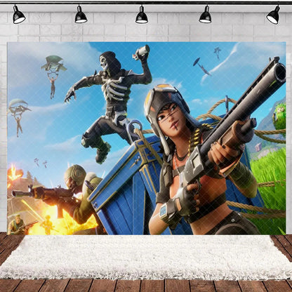 Fortnite Theme Happy Birthday Party Decoration Backdrop Shooting Game Alpaca Llama Supplies Background Baby Shower Kid Gifts