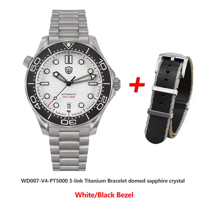 Watchdives WD007 V4 Titanium NTTD Dive Watch PT5000 Automatic Movement Sapphire Super Luminous Domed Crystal 42mm Men Watches
