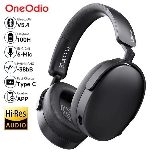 Oneodio SuperEQ A200 Wireless Bluetooth 5.4 ANC Headphones – Over-Ear Noise Cancelling Headset with ENC Mic, Hi-Res Audio & App Control