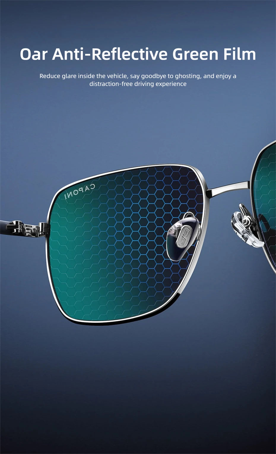 CAPONI Polarized Sun Glasses For Men Light Carbon Fiber Photochromic Black Shades Driving UV420 Oil-proof Lenses Eyewear BS34713