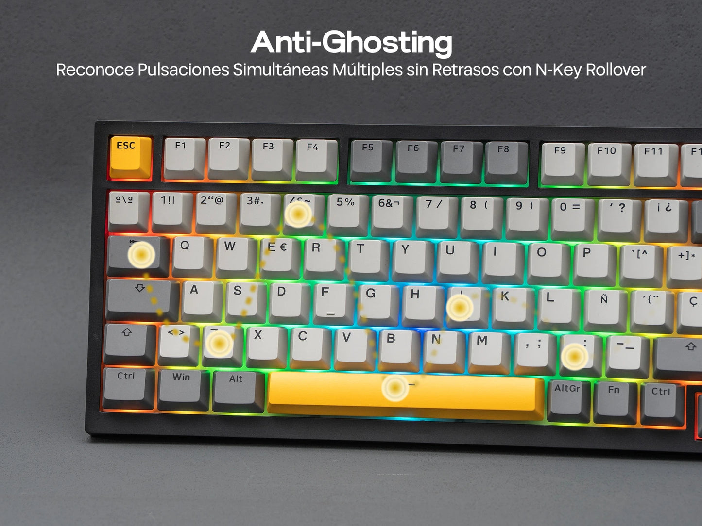 ISO-ES Layout EPOMAKER X AJAZZ AK820 PRO 75% Spanish Layout Wired/2.4GHz/BT Mechanical Keyboard with Screen & Knob for Pc/Mac