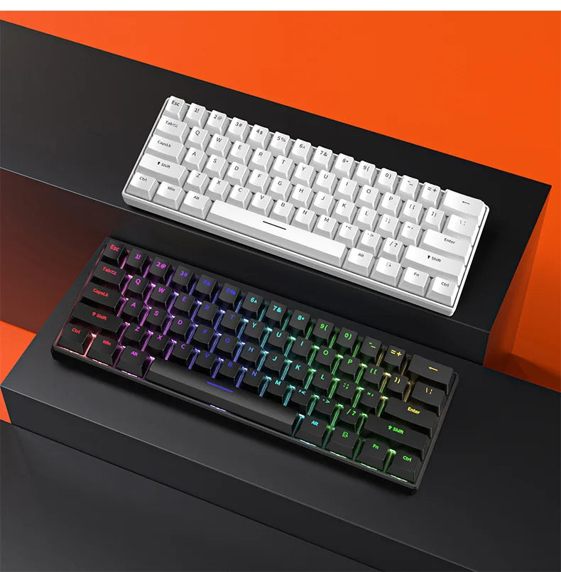 Mechanical keyboard Gamer keyboards mini Usb 61-Key Computer 60% kit upgrade Wired ergonomic semi mechanical white teclado pc