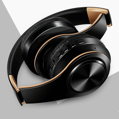 CATASSU Gold Bluetooth Wireless Headphones with Microphone, Stereo Headset, Bluetooth 5.3 Earphones, 40mm HiFi Sound, Foldable Headphones for Android & iOS