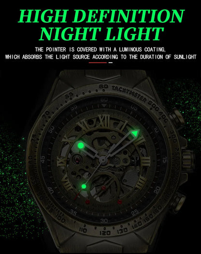 UTHAI Retro Men Watch Business Waterproof Bronze Automatic Mechanical Machine Watch Leather Strap Male Fashion Clock Wristwatch