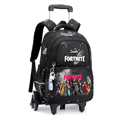 Fortnite Trolley Bag Easy Stair Climbing Anime Waterproof Wheeled Backpack Large Capacity Student Schoolbag Casual Travel Bag