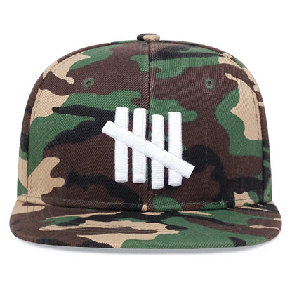 2025 New Five Bar Embroidered Simple Classic Flat Edge Hat Men's Street Hip Hop Hat Women's Outdoor Sunshade Hat Baseball Hat