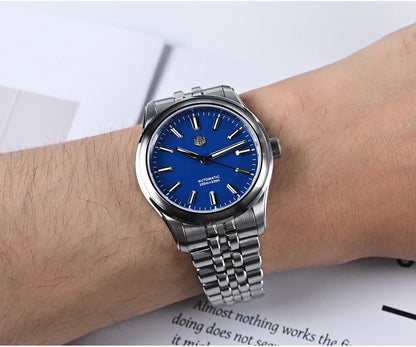 San Martin 39mm Miyota 90S5 Enamel Dial GADA Wristwatch Automatic Mechanical Sapphire BGW-X1 10Bar 5-Link Bracelet  SN0144CG-7