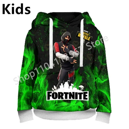 Φούτερ με Κουκούλα Llama Battle Royale F-Fortnited με 3D Εκτύπωση για Άνδρες, Γυναίκες και Παιδιά, Αγόρια και Κορίτσια, Streetwear Πουλόβερ, Πράσινα Τοπ