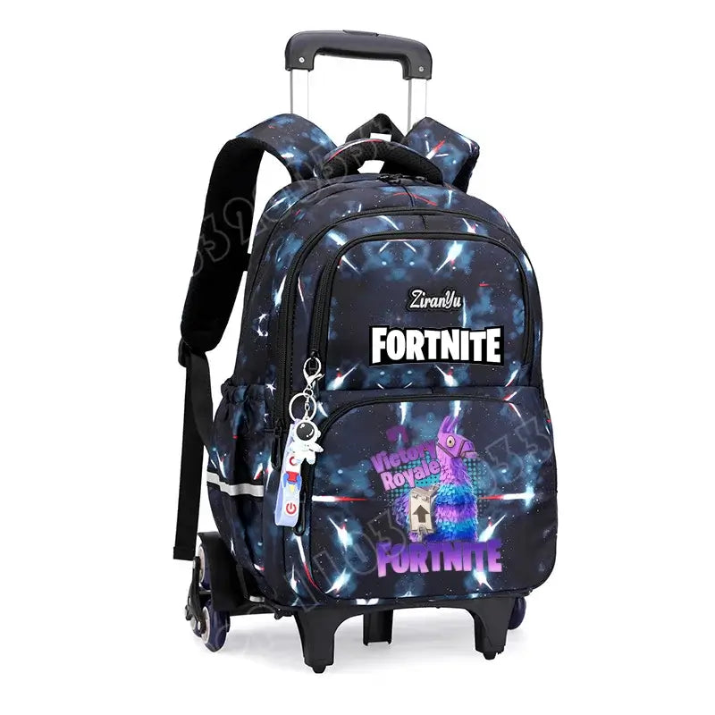 Fortnite Trolley Bag Easy Stair Climbing Anime Waterproof Wheeled Backpack Large Capacity Student Schoolbag Casual Travel Bag