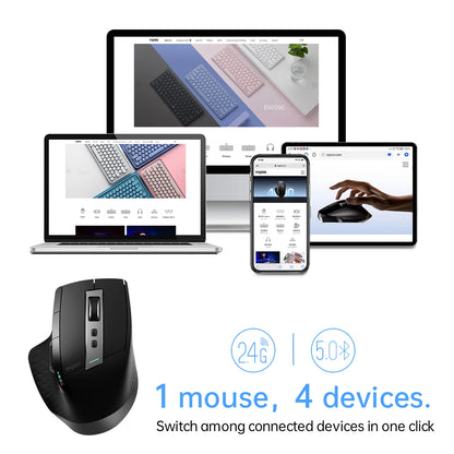 Rapoo New MT710L kabellose, wiederaufladbare Multi-Mode-Bluetooth-Maus, ergonomisch, 4000 DPI, unterstützt bis zu 4 Geräte, Büromaus