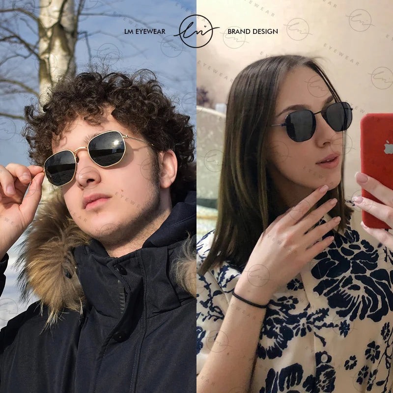 LM New Fashion Women Hexagon Sunglasses Men Retro Polarized Driving Coating Mirror Sun Glasses Goggle UV400 Eyewear gafas de sol