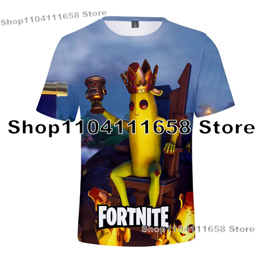 Banana Peely T-shirt Women's Tee Kids F-Fortnite T Shirt for 3D Printed Men's Battle Royale Game Summer Tops Birthday Gifts