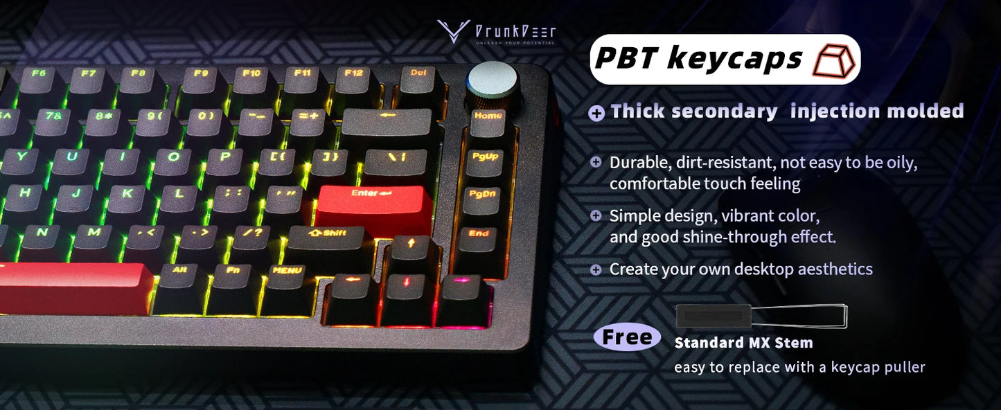 DrunkDeer A75 Pro HE Magnetic Switch Gaming Keyboard Rapid Trigger Wired RGB Mechanical Keyboard Hot-Swap Gasket Mount