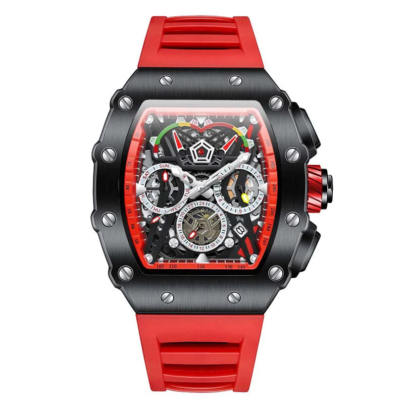 ONOLA Luxury Men Mechanical Watch with Hollow Out Luminous Automatic Watch 3Bar Waterproof Reloj Hombre
