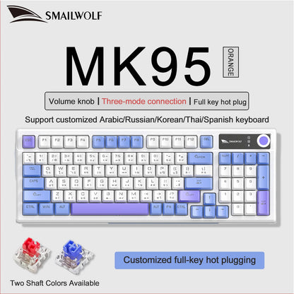 SMAILWOLF MK95 Bluetooth Wireless Korean Mechanical Keyboard Customized Gaming Laptop for Office Use with RGB Light Effect