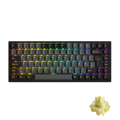 Akko 3084B Plus Black & Gold 75% ISO-DE Layout Mechanical Gaming Keyboard Hot-swapple Multi-Modes 2.4GHz /USB Type-C/BT 5.0