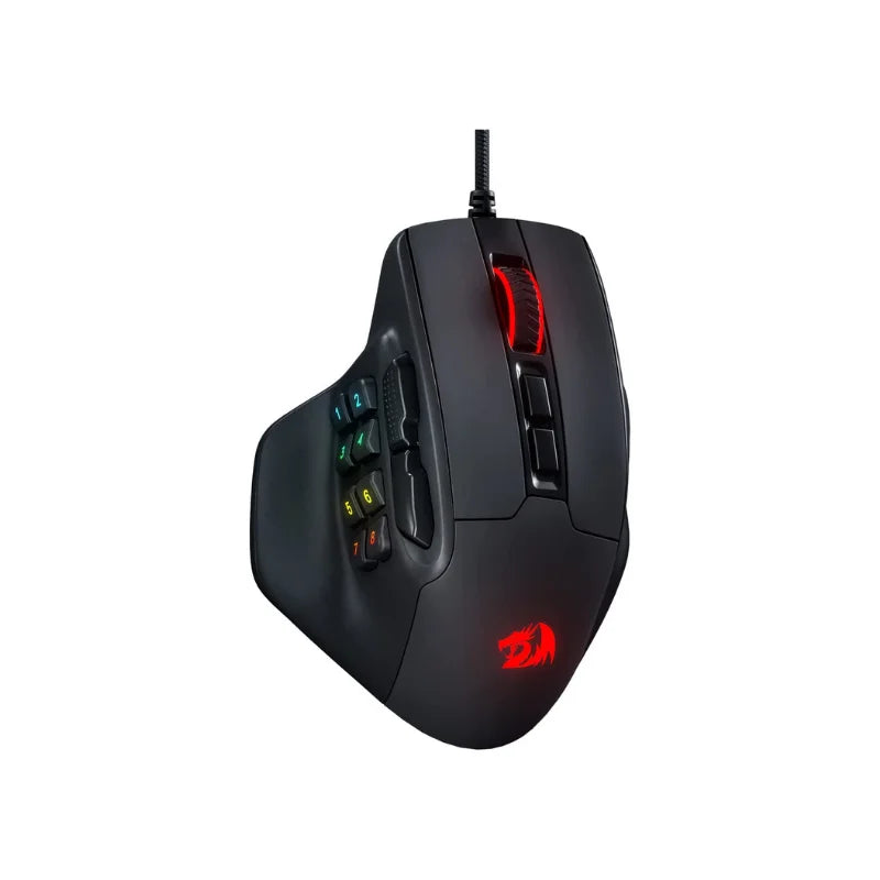 Redragon M811 Aatrox MMO геймърска мишка, кабелна RGB мишка за геймъри с 15 програмируеми бутона и ергономична конструкция за естествен захват